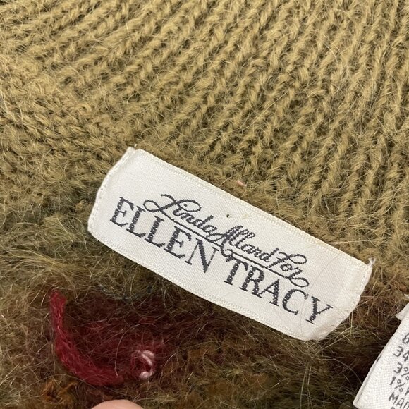 Vintage Linda Allard Ellen Tracy Womens Cardigan Sweater Size M Mohair Green 80s - Picture 4 of 8